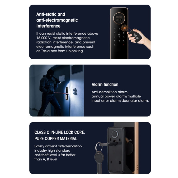 LOCSTAR T100A  3D Face Recognition Fingerprint Code Card Digital Door Lock