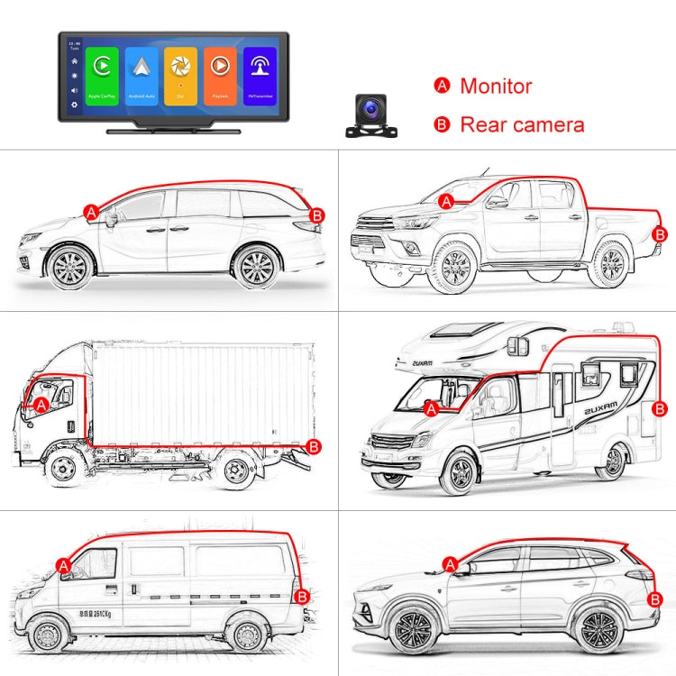 Car 10.26 Inch Portable Wireless CarPlay Display Android Auto Mobile Phone Screen