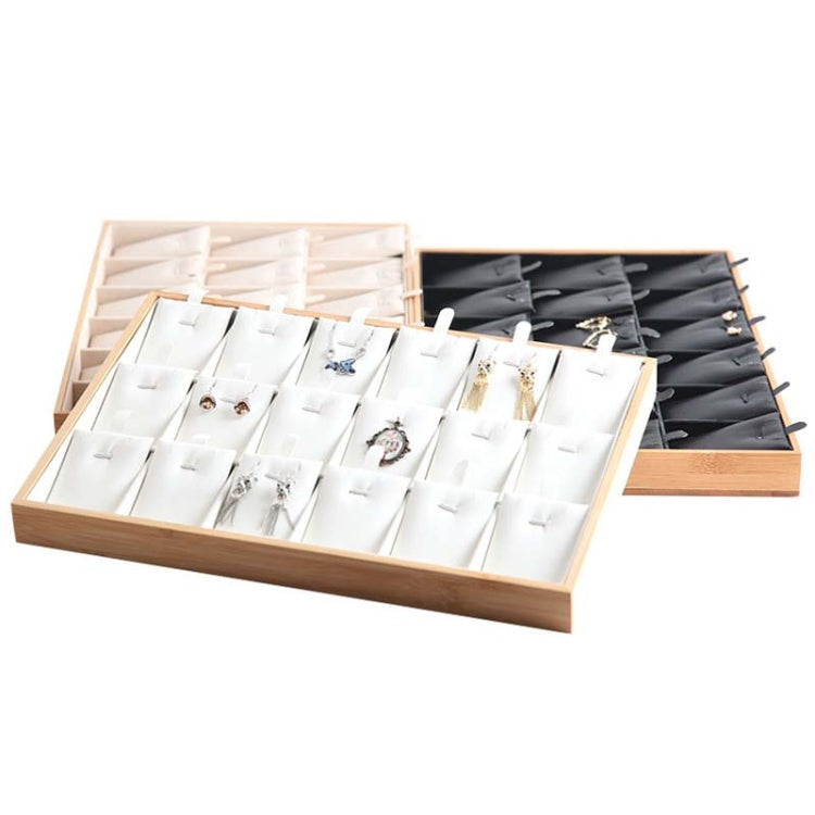 Bamboo Wooden Grid Liner Jewelry Display Tray Necklace Pendant Storage Tray Showcase My Store