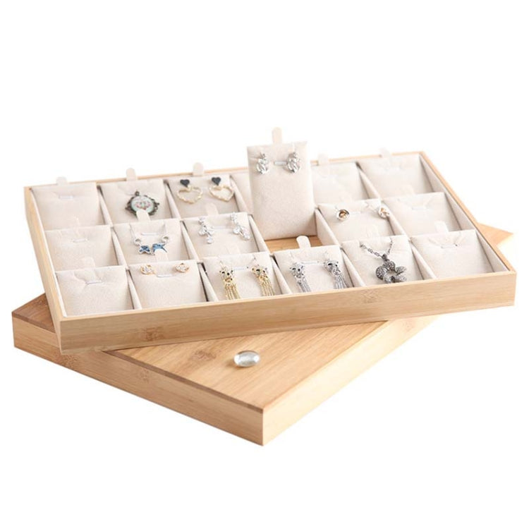 Bamboo Wooden Grid Liner Jewelry Display Tray Necklace Pendant Storage Tray Showcase My Store