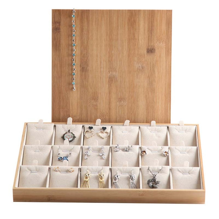 Bamboo Wooden Grid Liner Jewelry Display Tray Necklace Pendant Storage Tray Showcase My Store