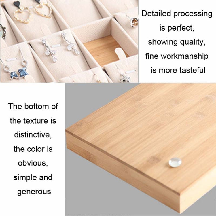 Bamboo Wooden Grid Liner Jewelry Display Tray Necklace Pendant Storage Tray Showcase My Store