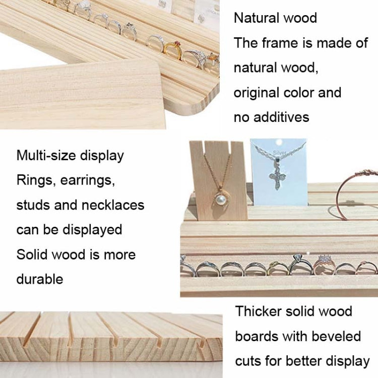 Wooden Slant Slot Jewelry Display Tray Necklace Earrings Ring Storage Organizer Board Putting Prop