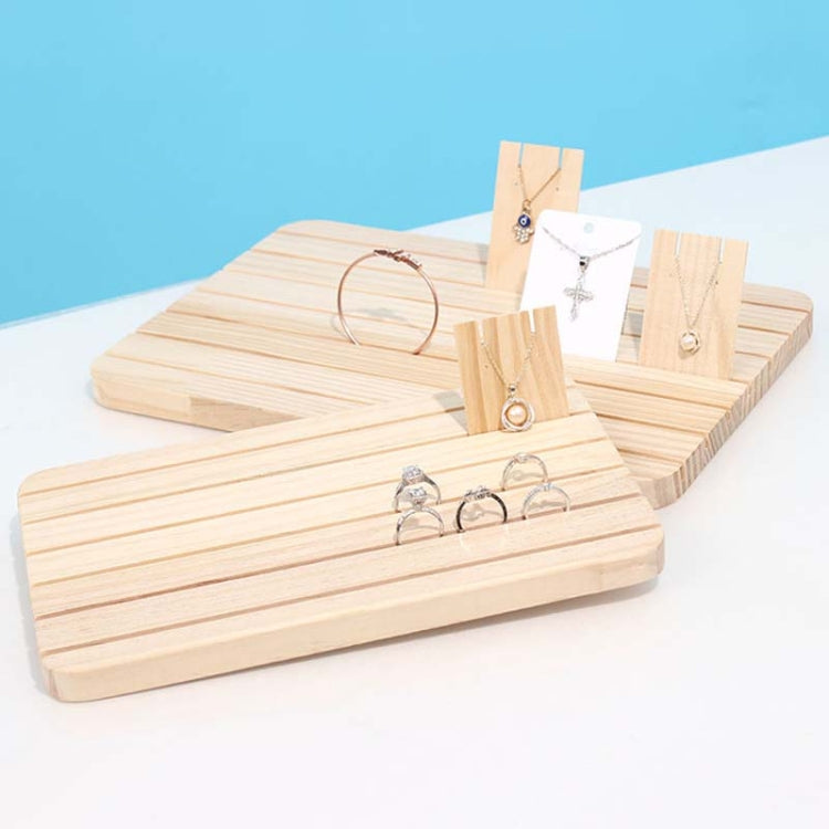 Wooden Slant Slot Jewelry Display Tray Necklace Earrings Ring Storage Organizer Board Putting Prop