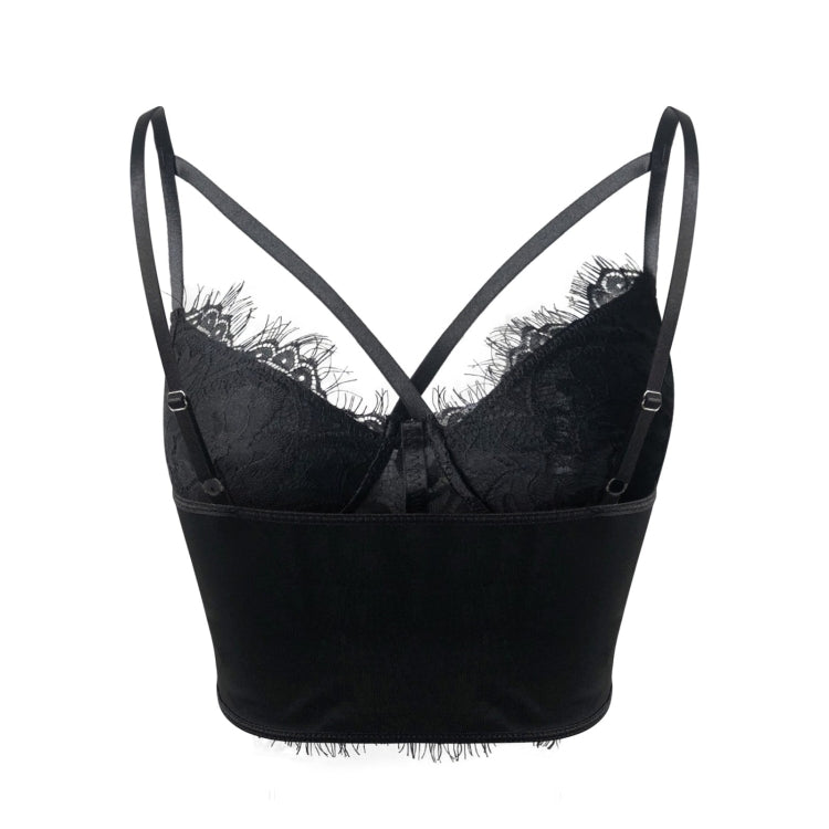 Women Lace Bra Slim Fit See-through Eyelash Bralet Crop Top