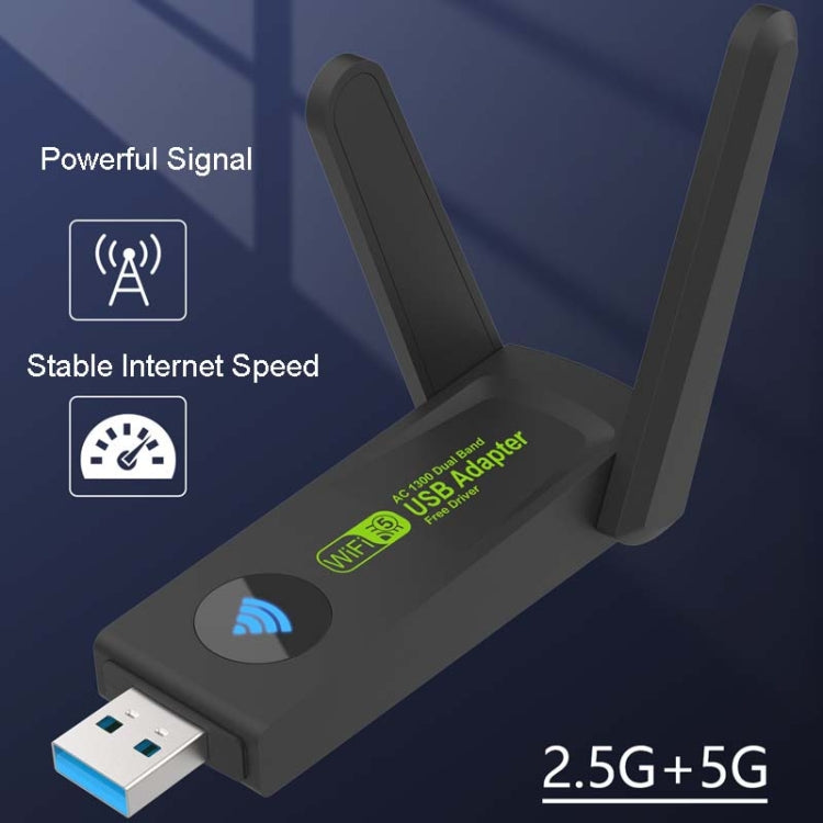 1300Mbps Wireless Network Card Gigabit Dual Band 5G Driverless Computer USB Network Card