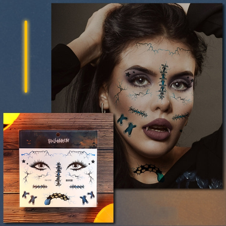 10pcs Halloween Scar Waterproof Tattoo Sticker Simulated Face Horror Stickers