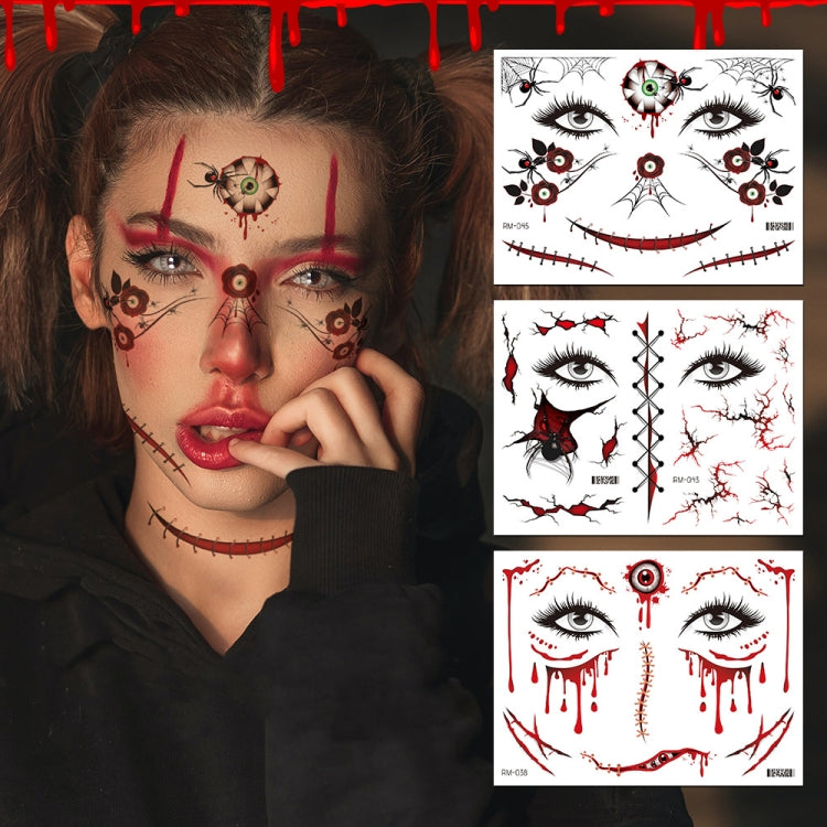 10pcs Halloween Scar Waterproof Tattoo Sticker Simulated Face Horror Stickers