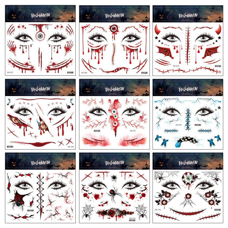 10pcs Halloween Scar Waterproof Tattoo Sticker Simulated Face Horror Stickers