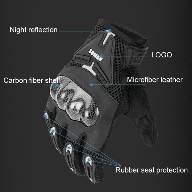 SOMAN Motorcycle Riding Anti-fall Breathable Anti-slip Carbon Fiber Gloves Reluova