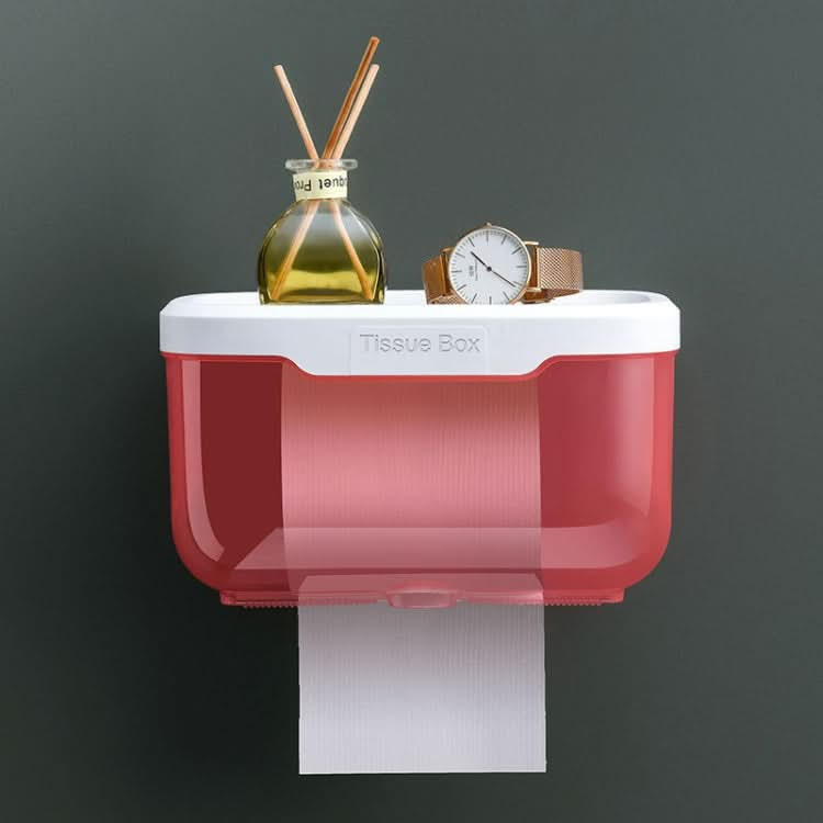 Punch-free Bathroom Transparent Waterproof Tissue Box Toilet Wall-mounted Storage Rack