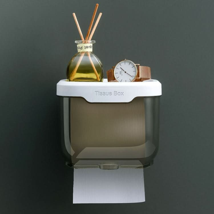 Punch-free Bathroom Transparent Waterproof Tissue Box Toilet Wall-mounted Storage Rack Reluova