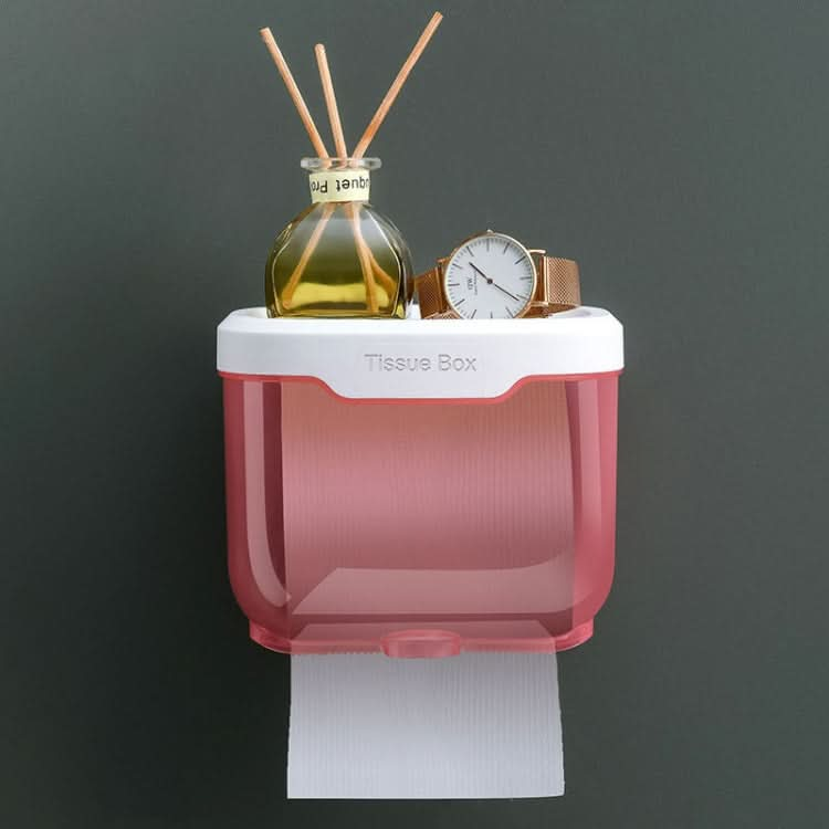 Punch-free Bathroom Transparent Waterproof Tissue Box Toilet Wall-mounted Storage Rack Reluova