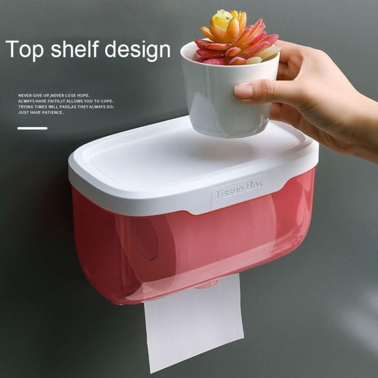 Punch-free Bathroom Transparent Waterproof Tissue Box Toilet Wall-mounted Storage Rack