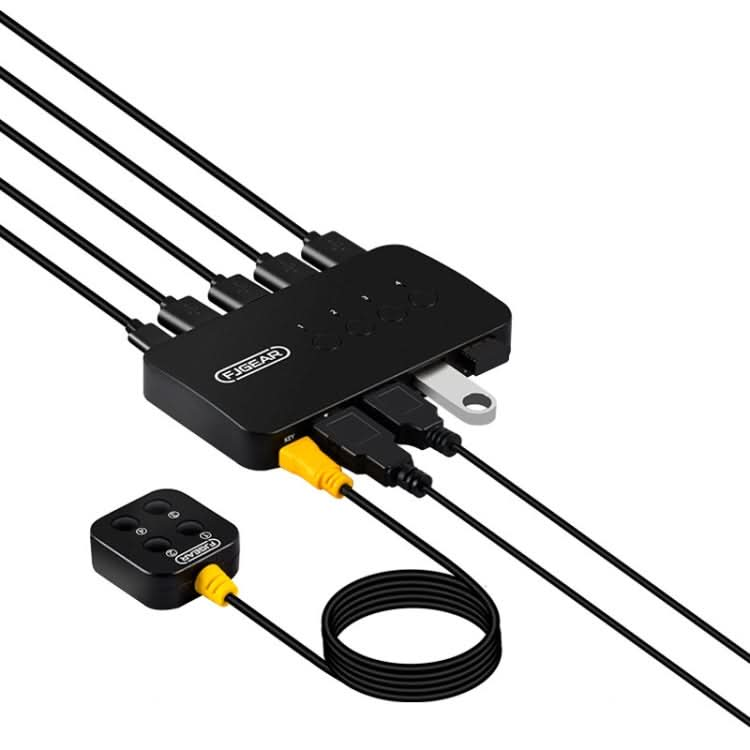 FJGEAR FJ-U404 USB2.0 4 In 4 Out Sharing Switcher With Controller My Store