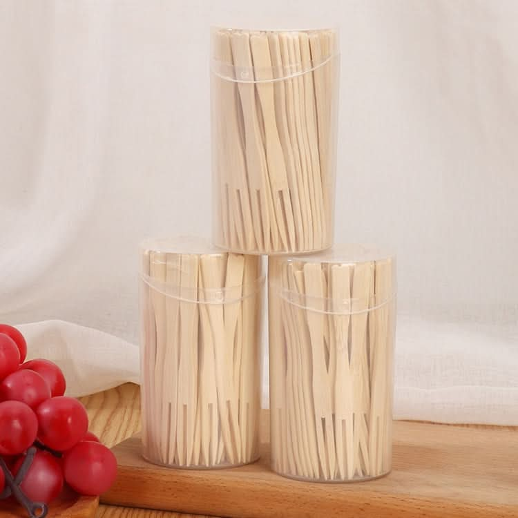 Bamboo Fruit Stick Disposable Two Tines Dessert Fork For Home Use Reluova