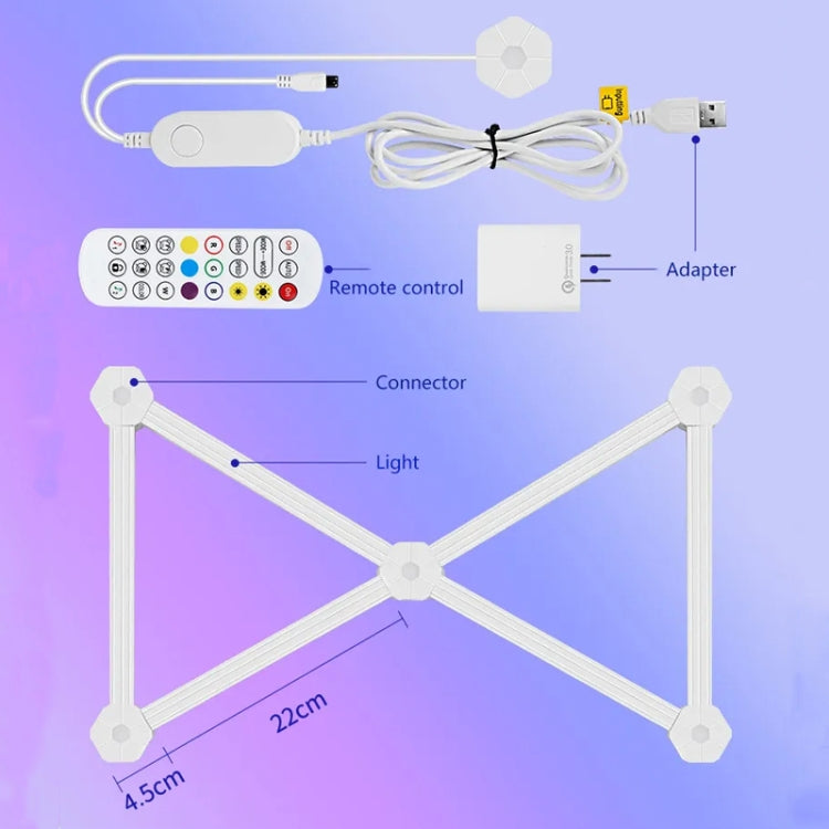 LED WIFI Graffiti Bluetooth Smart Splicing Quantum Light DIY Atmosphere Lighting With Remote Control, US Plug