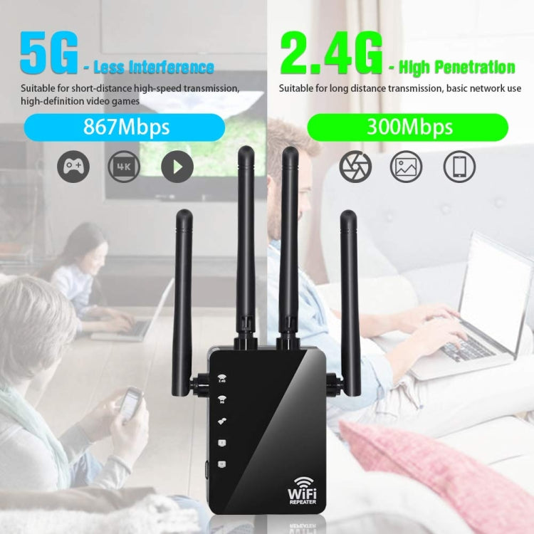 5G/2.4G 1200Mbps WiFi Range Extender WiFi Repeater With 2 Ethernet Ports My Store