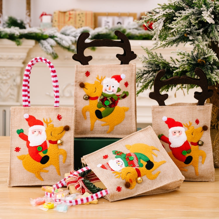 Christmas Decoration Riding Deer Tote Bag Kids Candy Cartoon Gift Bag