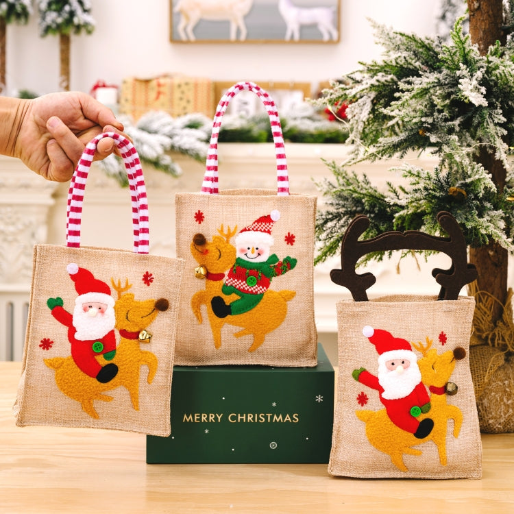 Christmas Decoration Riding Deer Tote Bag Kids Candy Cartoon Gift Bag