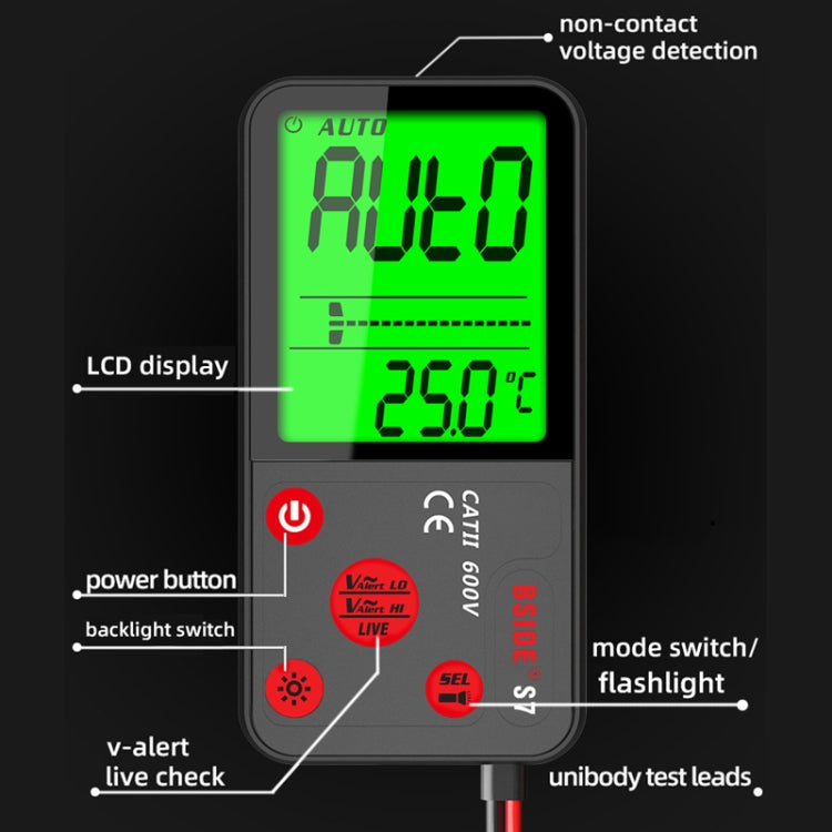 BSIDE ADMS7 Smart Thin Digital Multimeter Counts DC AC Voltmeter Reluova