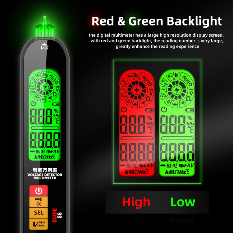 BSIDE S6 Smart Digital Multimeter Current Test Pen Capacitance Temperature Voltage Detector Reluova