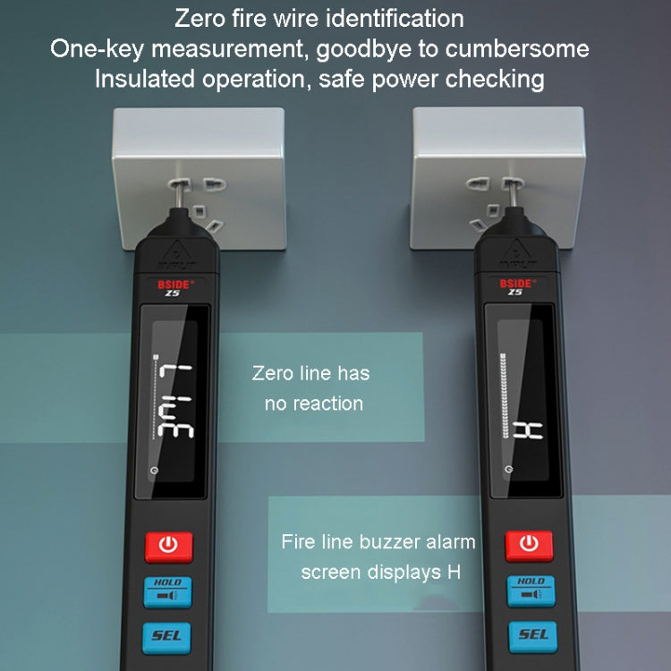 BSIDE Z5 Smart Pen Multimeter Backlight LCD 6000 Counts Auto Voltage Detector Reluova