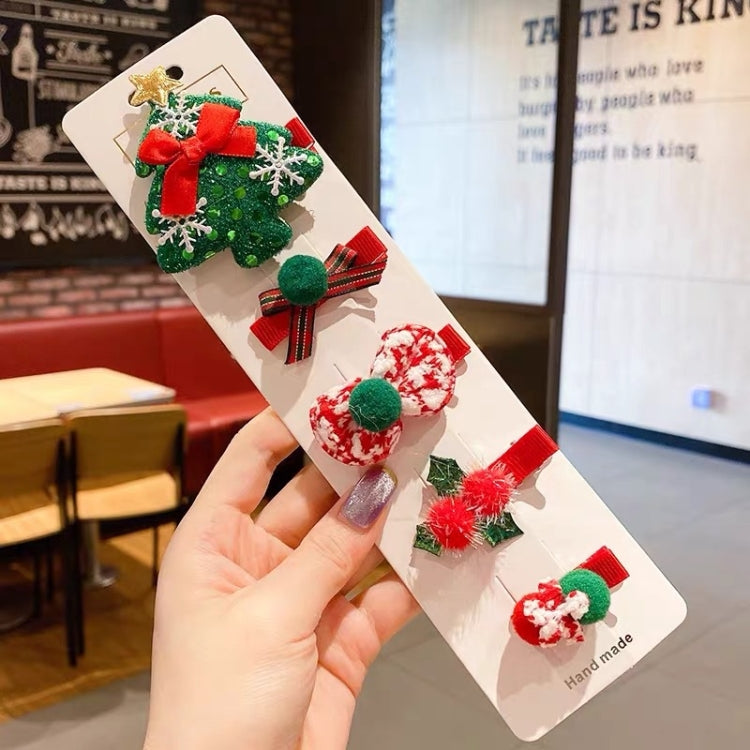 5pcs /Set Christmas Hairpin Set Snowman Bow Duckbill Clip Children Cute Hair Accessories My Store