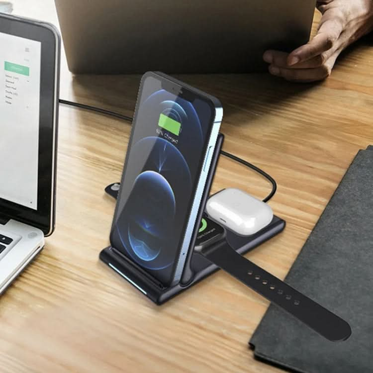 15W 3-in-1 Foldable Portable Multifunctional Stand Wireless Charger