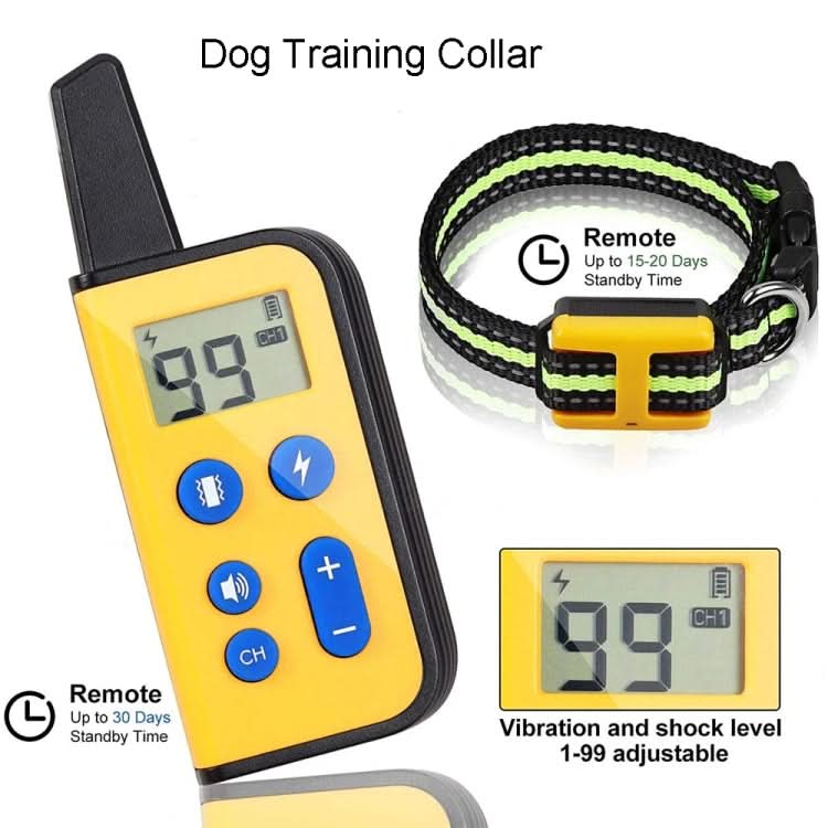 800m Remote Control Dog Trainer Stop Barker Electrical Shock Vibration Pet Collar(Black)-Reluova