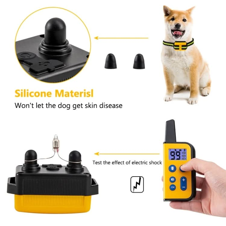 800m Remote Control Dog Trainer Stop Barker Electrical Shock Vibration Pet Collar(Black)-Reluova