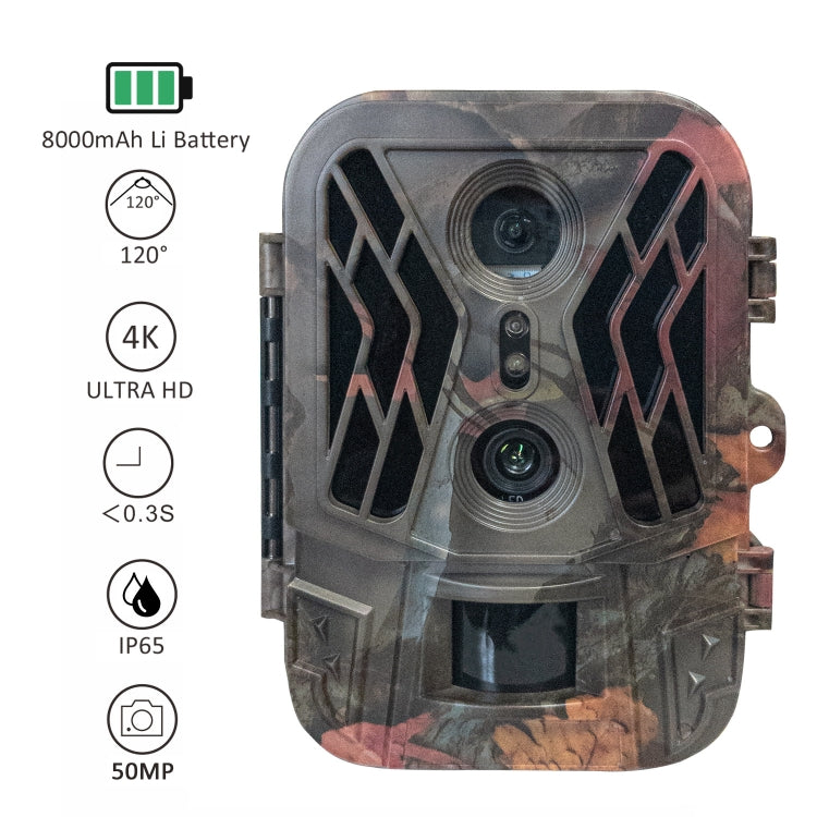 50MP+4K Dual Lens Outdoor Rainfall Fog Infrared Trace Hunting Camera Reluova