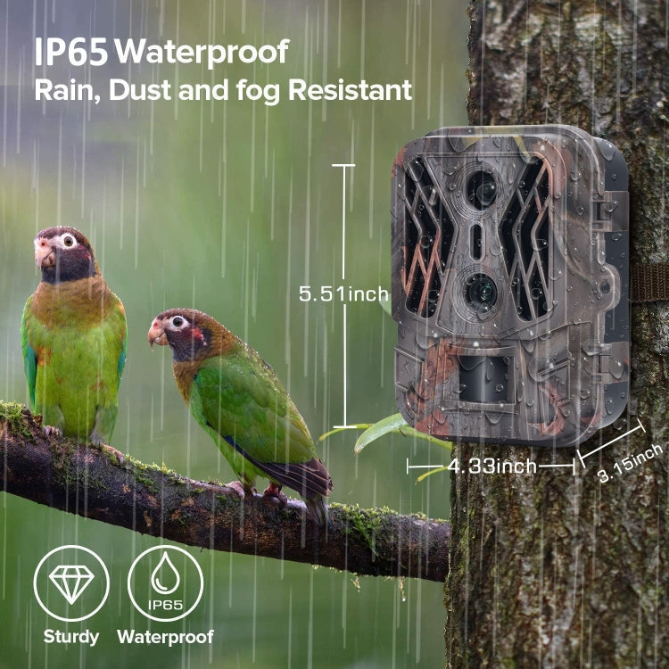 50MP+4K Dual Lens Outdoor Rainfall Fog Infrared Trace Hunting Camera Reluova