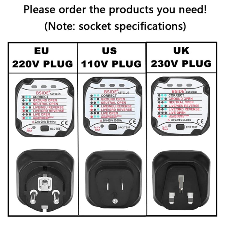 BSIDE AST01 Plug Power Tester Electrical Socket Detector Reluova