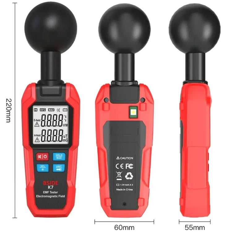 BSIDE K7 Handheld Electromagnetic Radiation Detector Electromagnetic Wave Tester Reluova