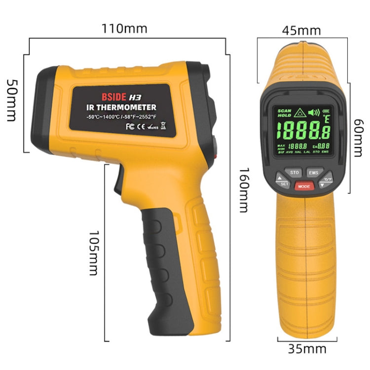 BSIDE H3 High Temperature Infrared Thermometer Handheld Non-Contact Thermometer Reluova