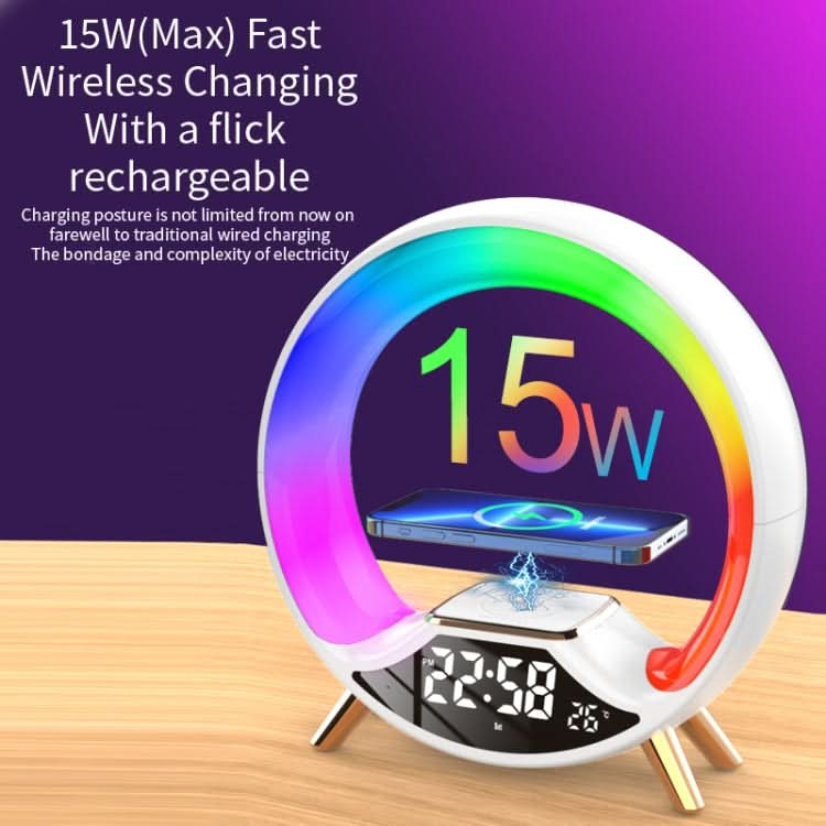 S528 Multifunctional Wireless Charging Bluetooth Speaker with RGB Light & White Noise & Simulated Sunrise