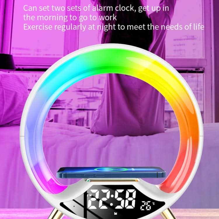 S528 Multifunctional Wireless Charging Bluetooth Speaker with RGB Light & White Noise & Simulated Sunrise