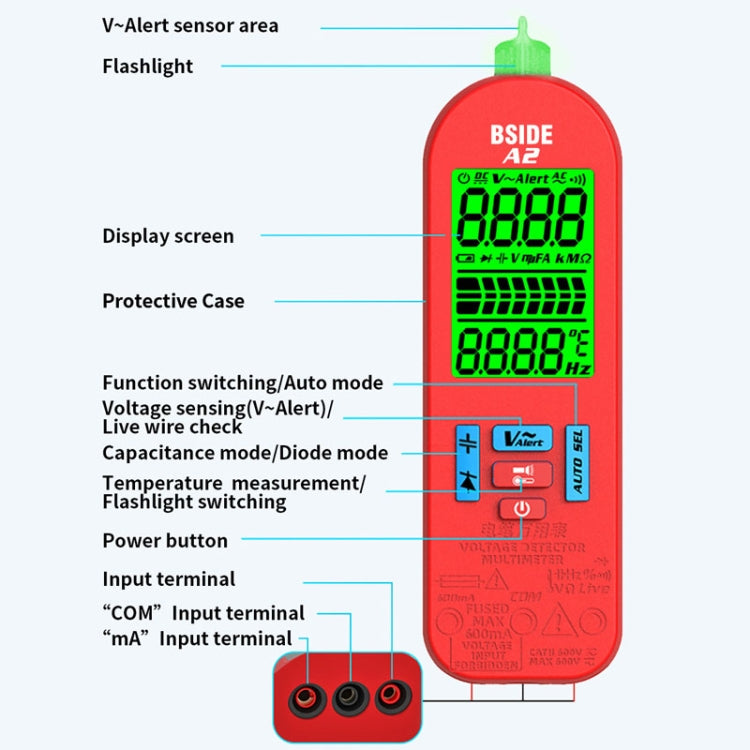 BSIDE A2 Charging Model Mini Digital Auto-Ranging Pencil Multimeter Reluova