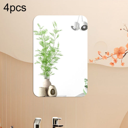 4pcs Round Corner Models Rectangle Acrylic Mirror Stereo Wall Stickers