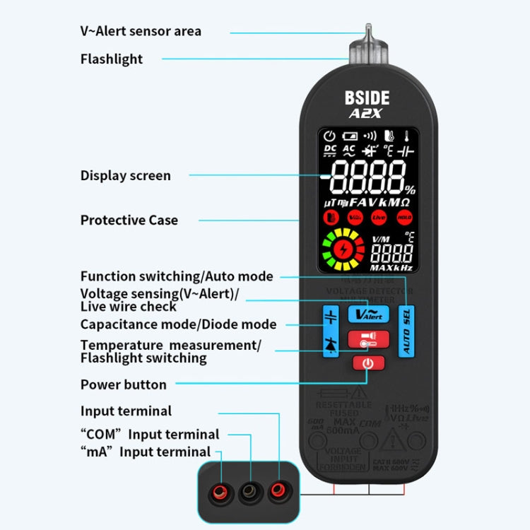 BSIDE A2X Charging Model Mini Digital Pen Auto Ranging Multimeter Reluova