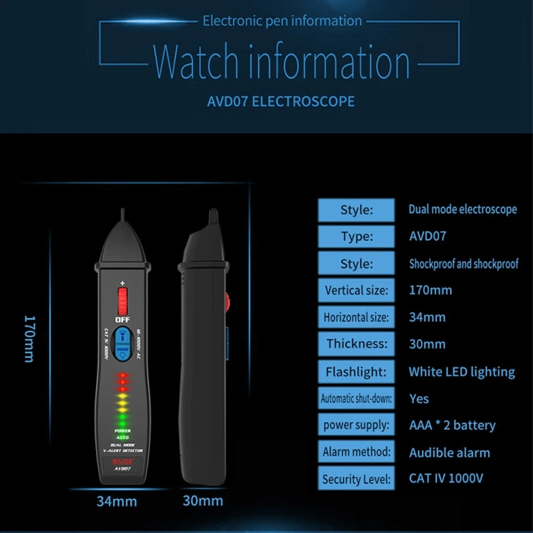 BSIDE AVD07 Smart Dual Mode Electric Pen Non-Contact Break-Point Sensing AC Voltage Tester Reluova