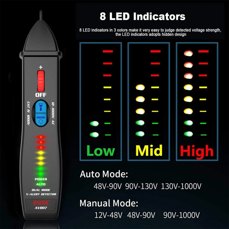 BSIDE AVD07 Smart Dual Mode Electric Pen Non-Contact Break-Point Sensing AC Voltage Tester Reluova