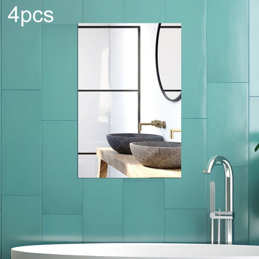 4pcs Right Angle Models Rectangle Acrylic Mirror Stereo Wall Stickers