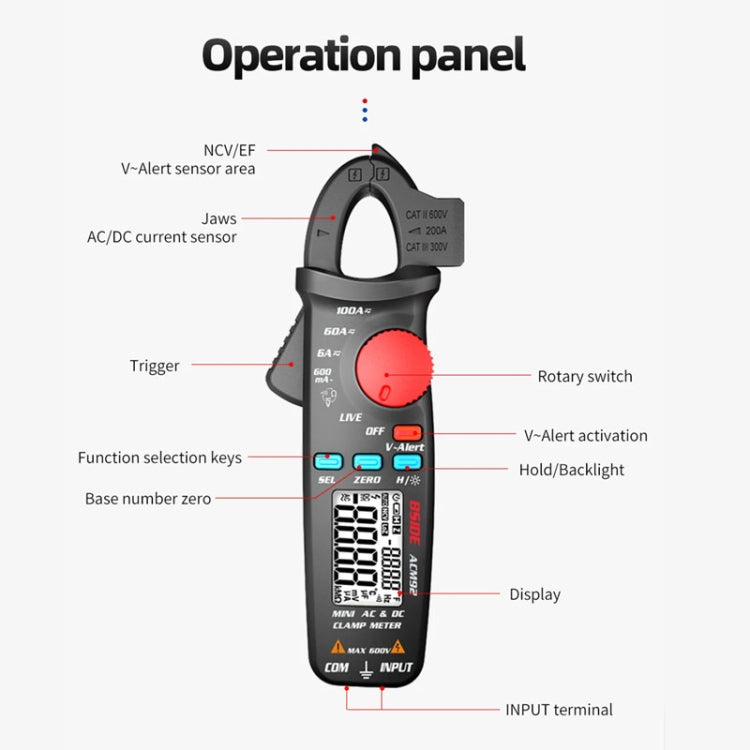 BSIDE ACM92 Digital Clamp Multimeter Current And Voltage Tester Reluova