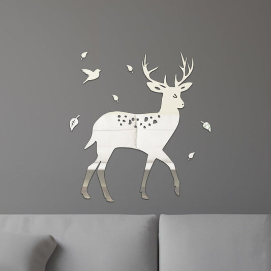 8pcs /Set Acrylic Deer Mirror Wall Stickers Home Background Decoration