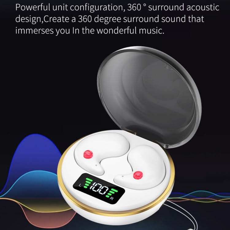 Digital Display Invisible Mini Leisure Stereo Binaural Bluetooth Earphones With Charging Compartment