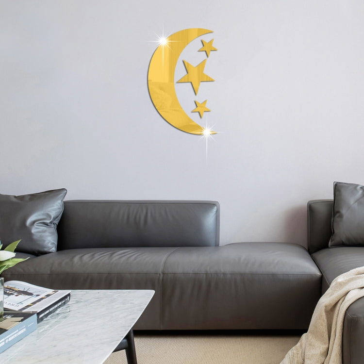 4pcs /Set Acrylic Moon Stars Mirror Wall Sticker Home Decoration Soft Mirror