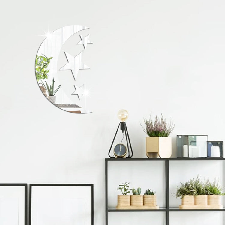 4pcs /Set Acrylic Moon Stars Mirror Wall Sticker Home Decoration Soft Mirror My Store