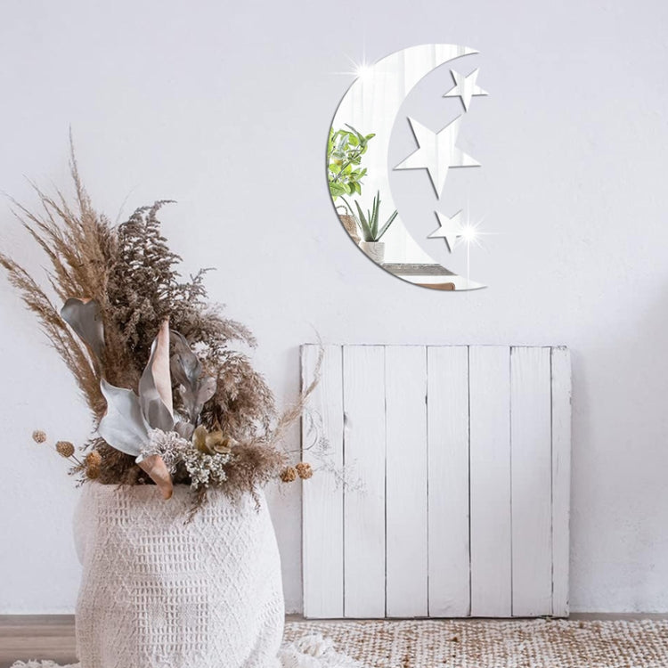 4pcs /Set Acrylic Moon Stars Mirror Wall Sticker Home Decoration Soft Mirror My Store